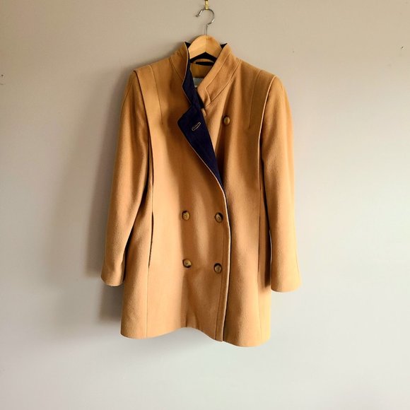 London Fog lambswool angora cashmere light caramel brown short coat. - Picture 5 of 13